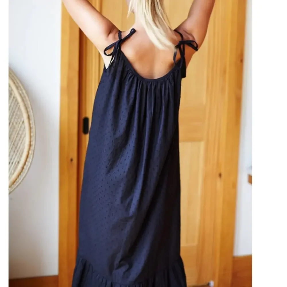 Emerson Fry India Collection Black Swiss Dot Sundress Maxi size XS/Small - Picture 2 of 12